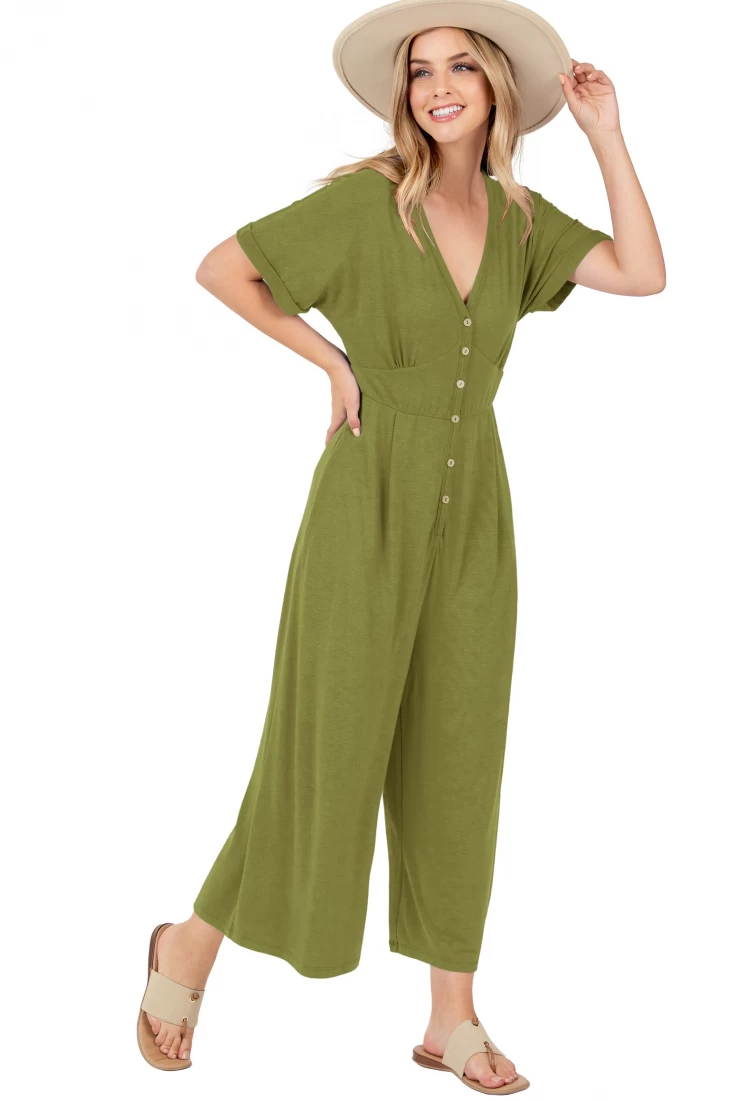 Short sleeve button up Jumper in Rayon Span