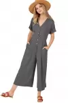 Short sleeve button up Jumper in Rayon Span