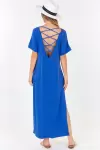 Short Sleeve Maxi Dress With cross strings and side slits
