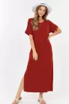 Short Sleeve Maxi Dress With cross strings and side slits