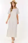 Short Sleeve Maxi Dress With cross strings and side slits
