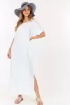Short Sleeve Maxi Dress With cross strings and side slits