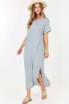 Short Sleeve Maxi Dress With cross strings and side slits
