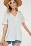 Short ruffled Sleeve Oversized V neck