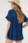 Short ruffled Sleeve Oversized V neck