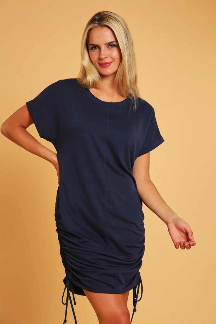 Basic Short Sleeve Midi Dress with strings