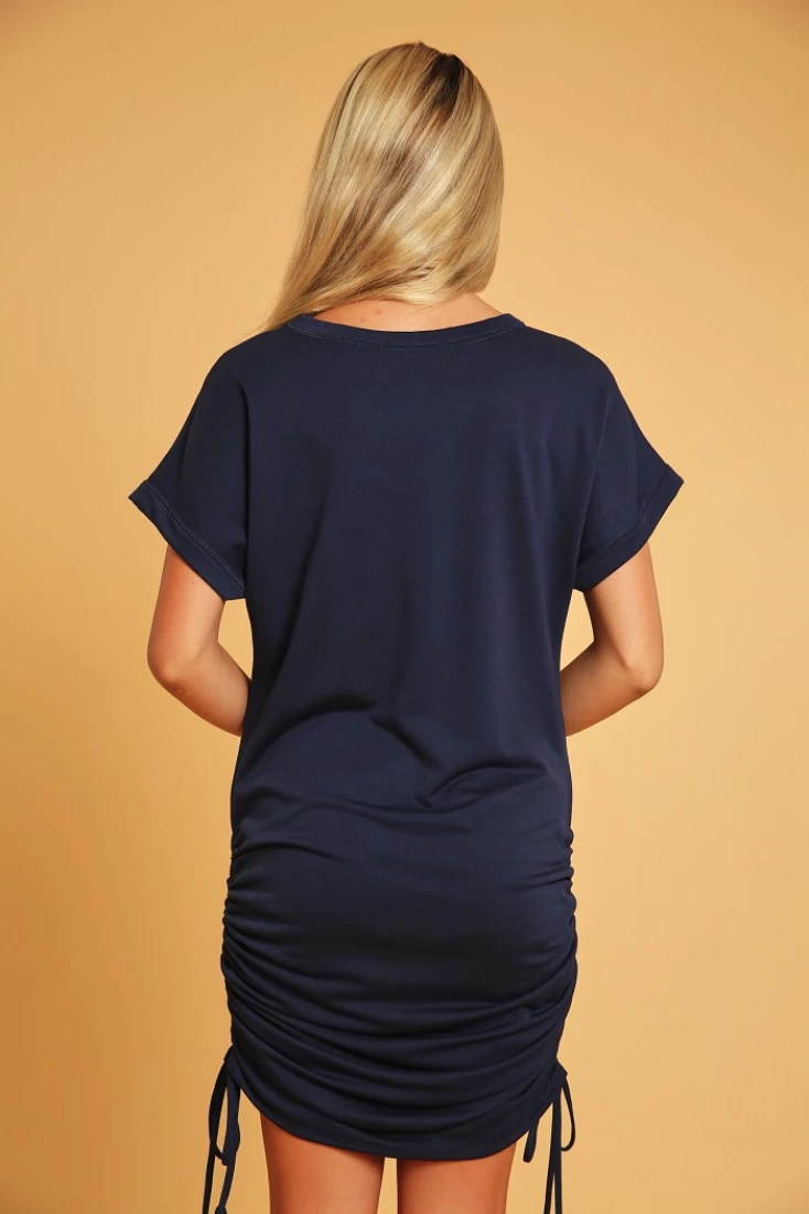 Basic Short Sleeve Midi Dress with strings