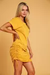 Basic Short Sleeve Midi Dress with strings